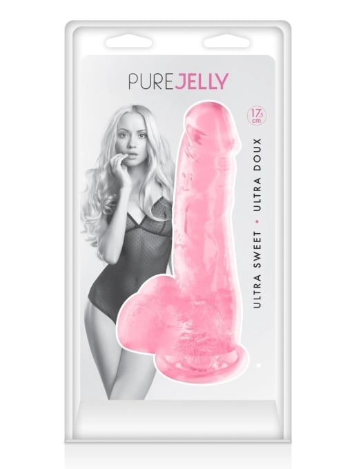 mekani-prozirni-dildo-pure-jelly-pink-17-5-cm~ Mekani prozirni dildo - Pure Jelly Pink 17.5 cm - Image 1