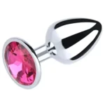Metalni analni plug Pink kristal - Veličina S