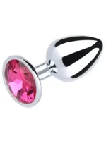 Metalni analni plug Pink kristal - Veličina S