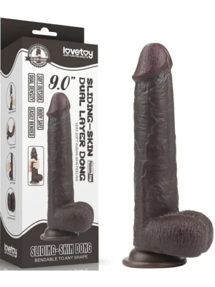 Crni realistični dildo - Sliding Skin 22 cm