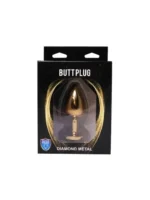 Metalni analni plug zlatni sa crnim kristalom - Veličina M - Image 3