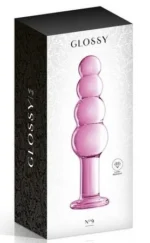 Stakleni analni plug - Glossy 9 Pink